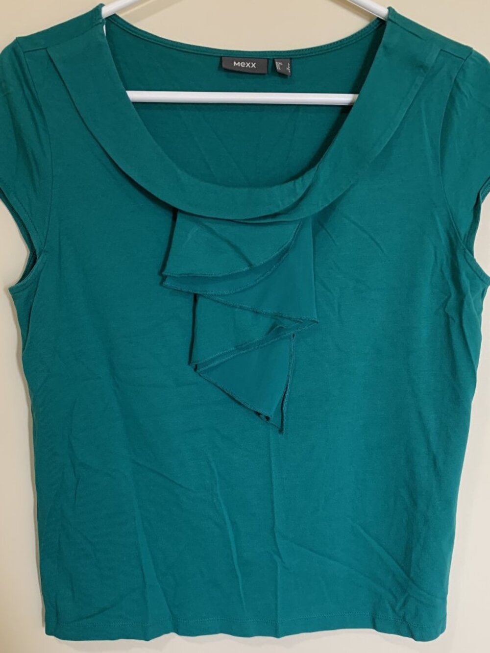 Vintage MEXX Women's Short Sleeve Top - Green/Teal T-Shirt - Size Large L
